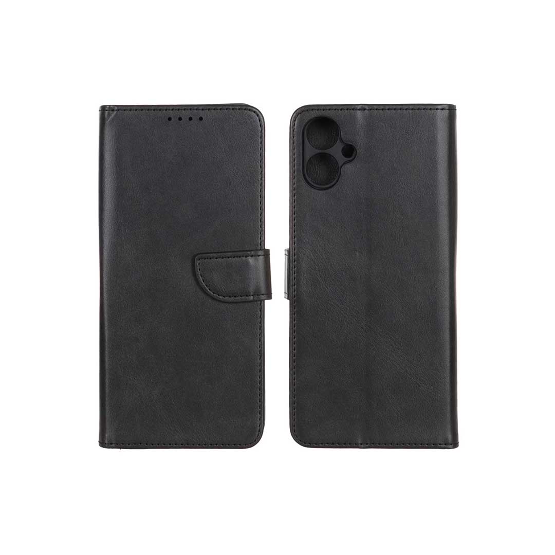 کیف چرمی موبایل مگنتی محافظ لنزدار Samsung Galaxy A06 - مشکی